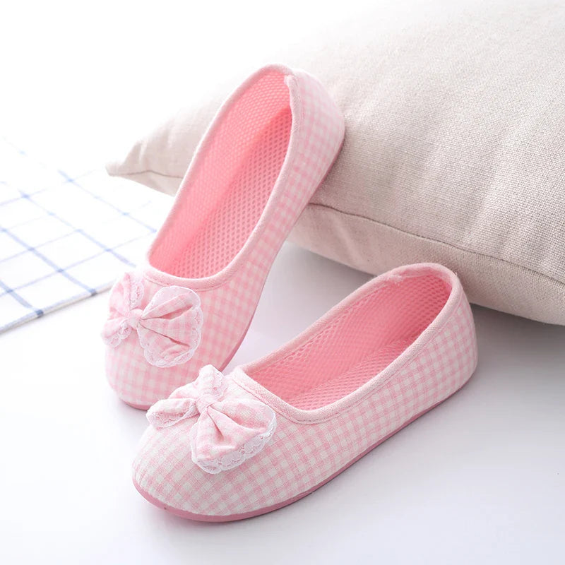 Cute Gingham Cotton Slippers
