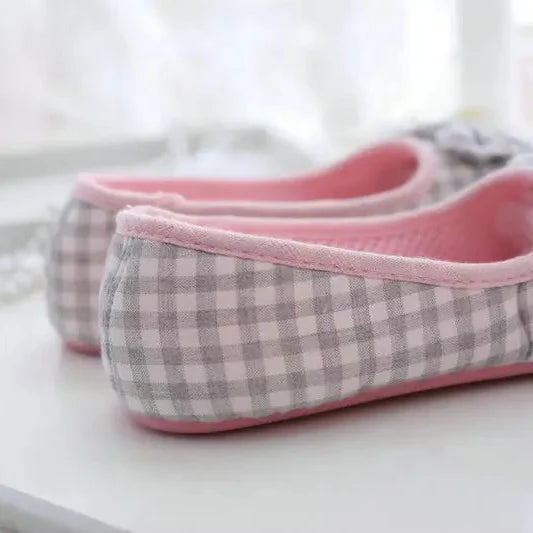 Cute Gingham Cotton Slippers