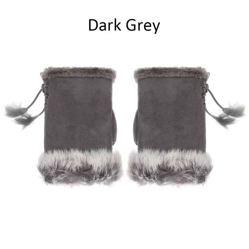 Fingerless Faux Rabbit Fur Gloves