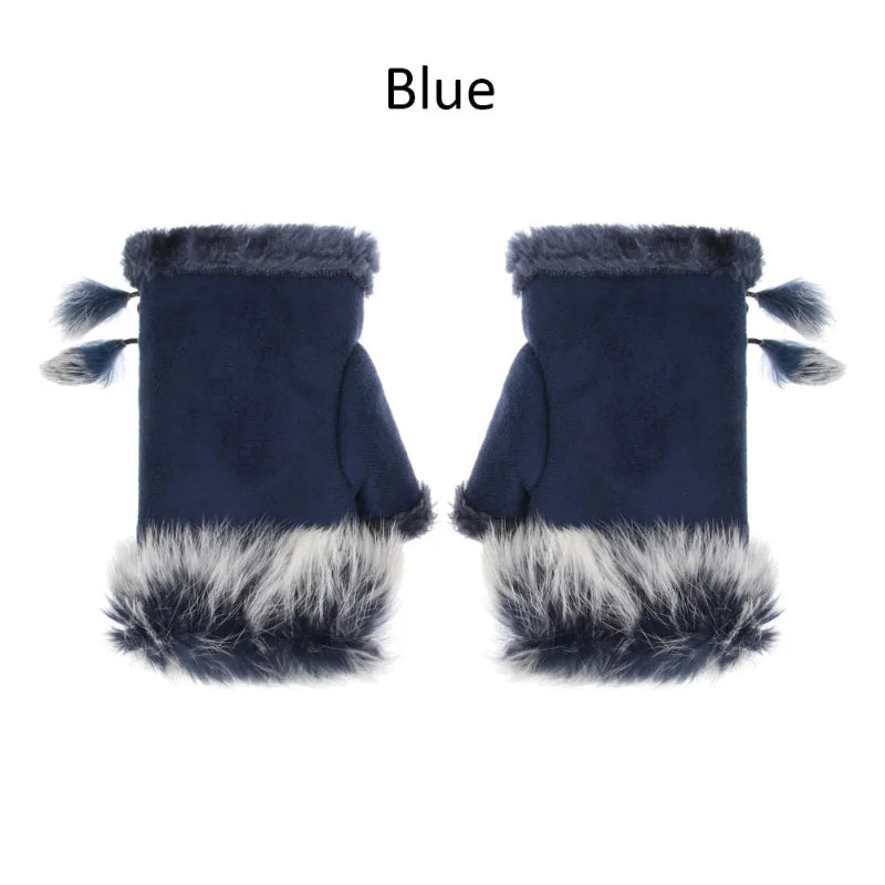 Fingerless Faux Rabbit Fur Gloves