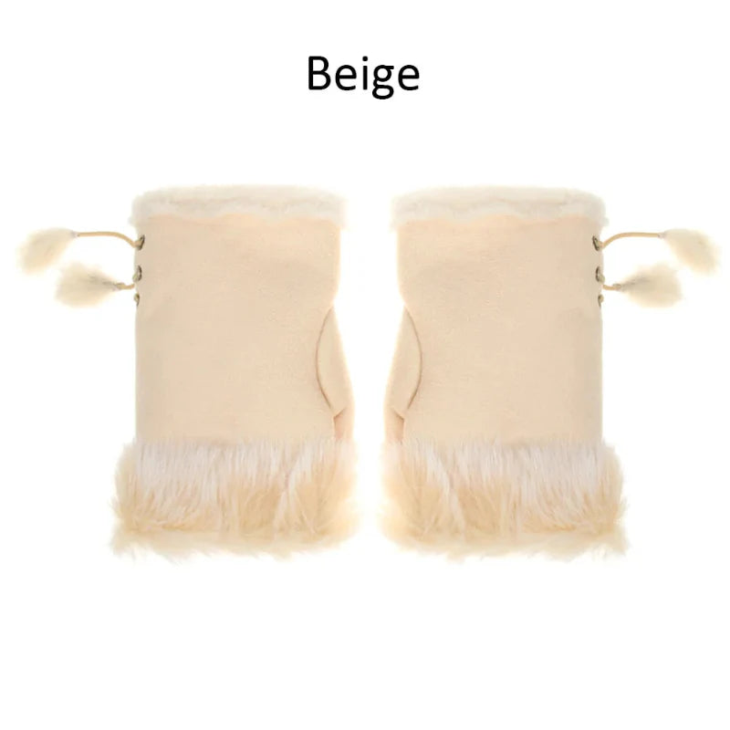 Fingerless Faux Rabbit Fur Gloves
