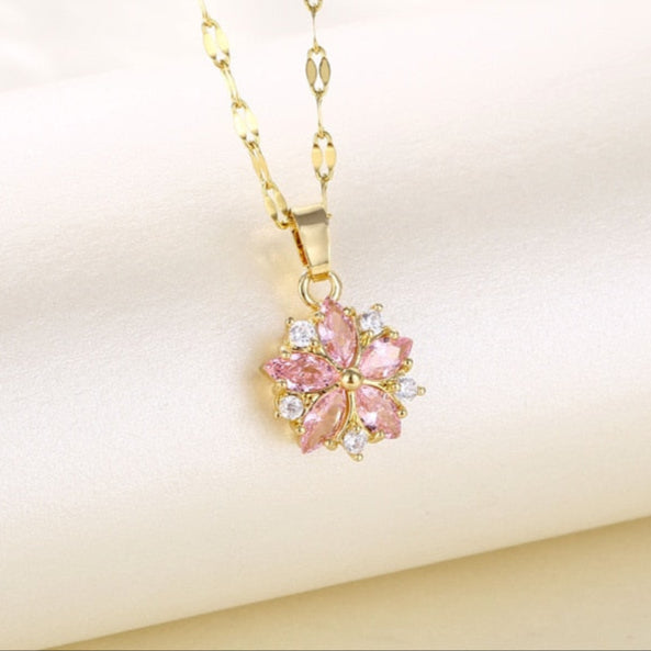 Crystal Cherry Blossom Pendant Necklace