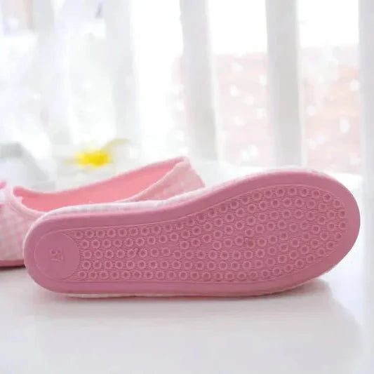 Cute Gingham Cotton Slippers
