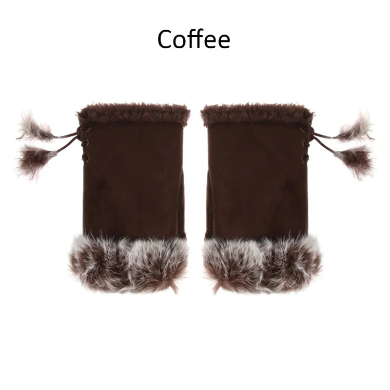 Fingerless Faux Rabbit Fur Gloves