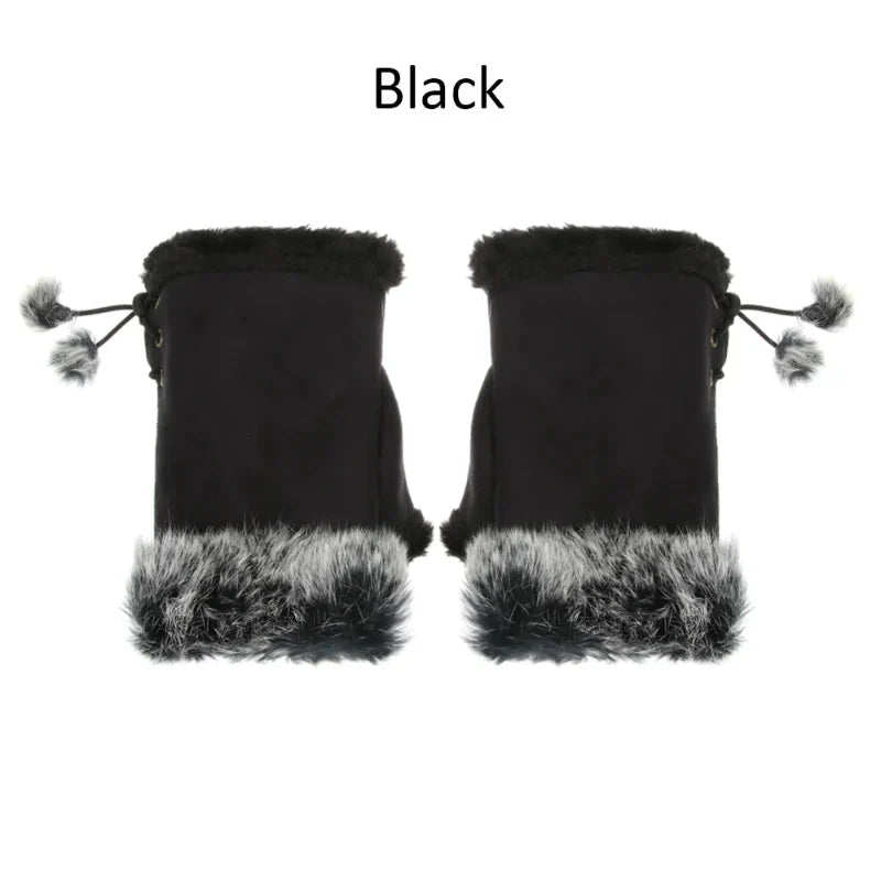 Fingerless Faux Rabbit Fur Gloves