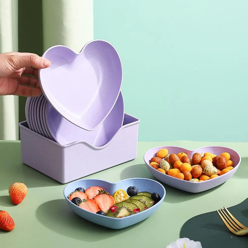 Heart Shaped Snack Plates Set