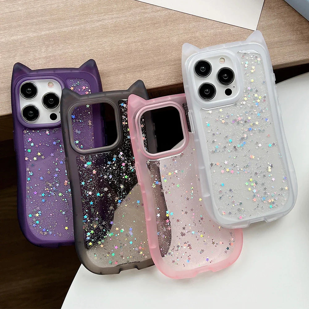 Kawaii Glitter Cat iPhone Case