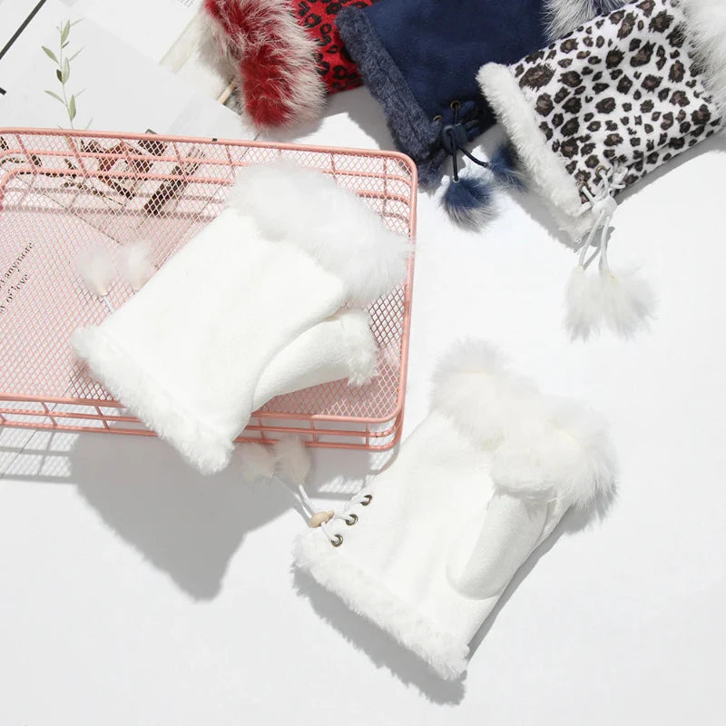 Fingerless Faux Rabbit Fur Gloves