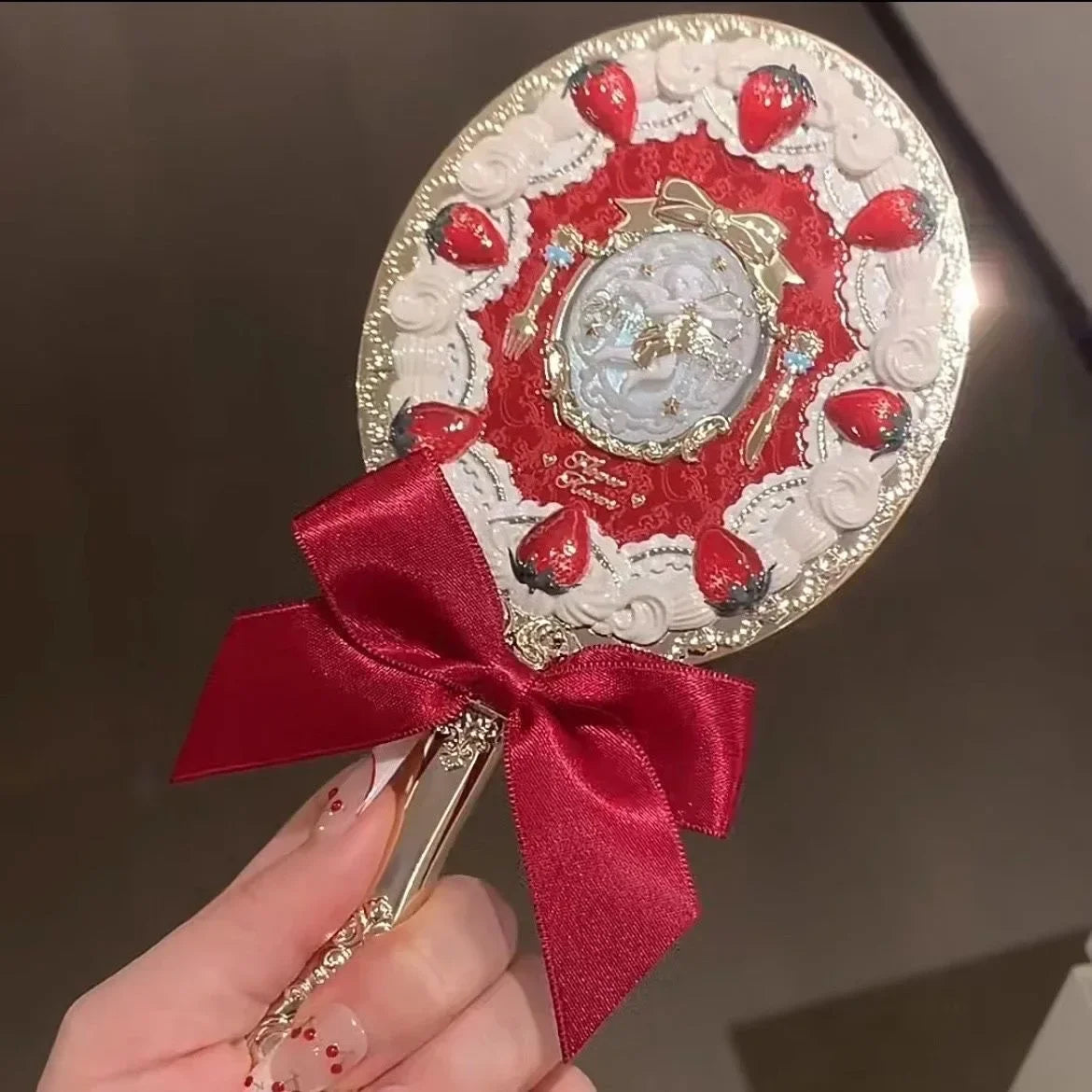 Strawberry Cupid Hand Mirror