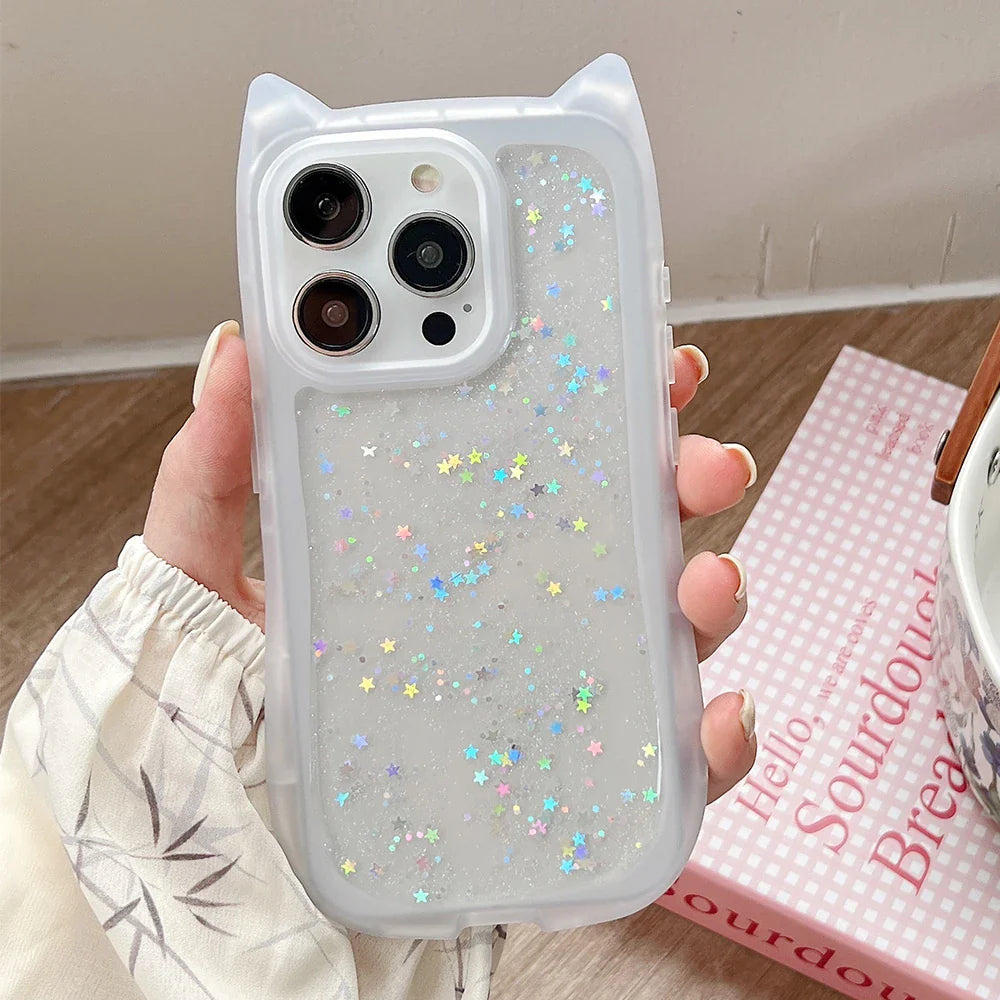 Kawaii Glitter Cat iPhone Case