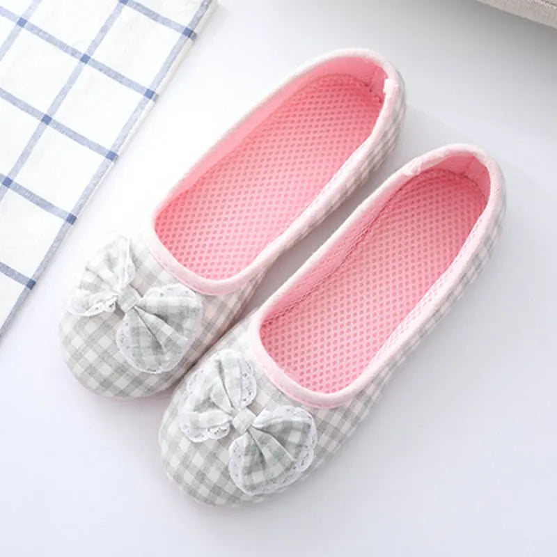 Cute Gingham Cotton Slippers