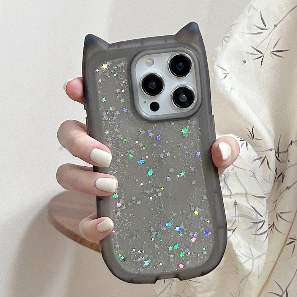 Kawaii Glitter Cat iPhone Case