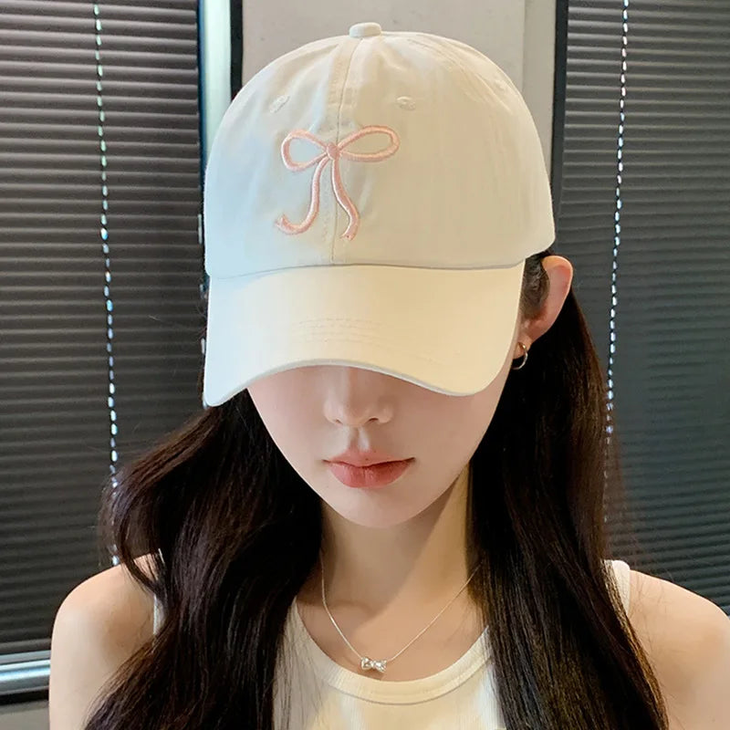 Sweet Bow Embroidery Baseball Hat