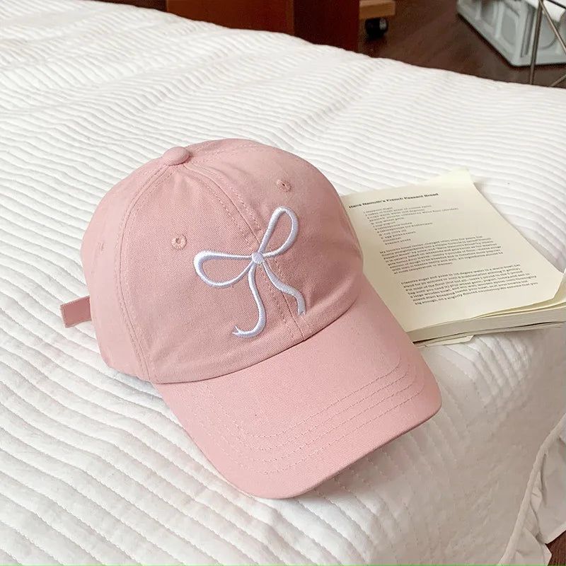 Sweet Bow Embroidery Baseball Hat