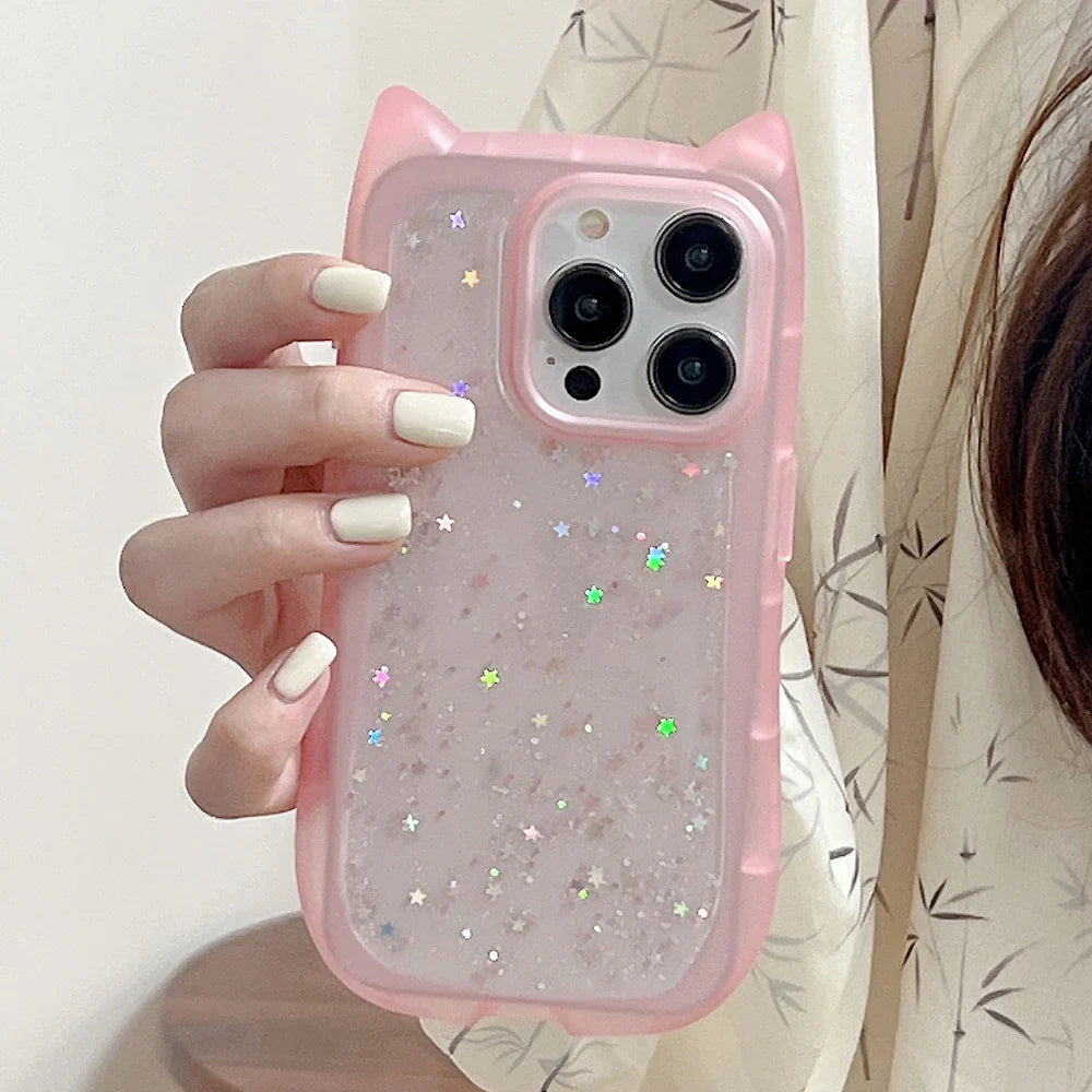 Kawaii Glitter Cat iPhone Case