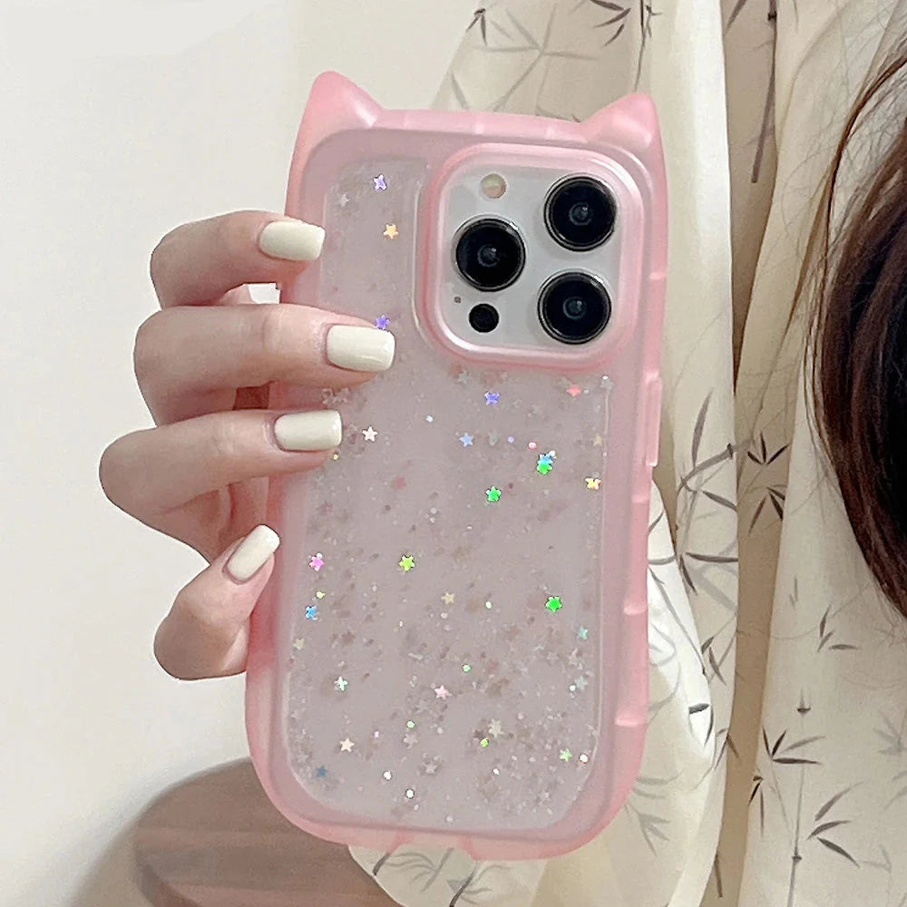 Kawaii Glitter Cat iPhone Case