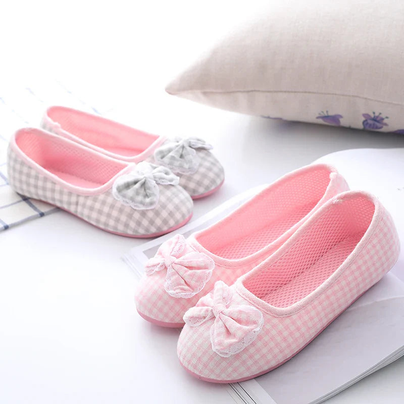 Cute Gingham Cotton Slippers