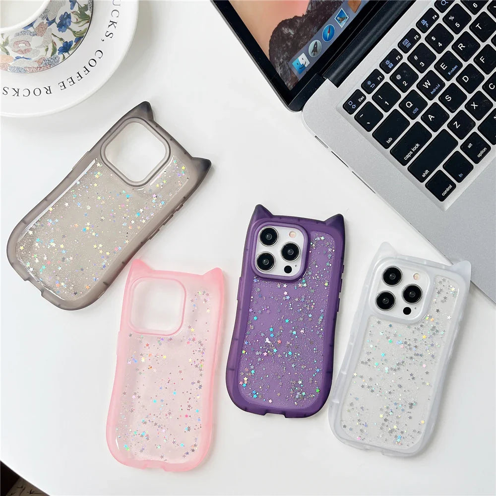 Kawaii Glitter Cat iPhone Case